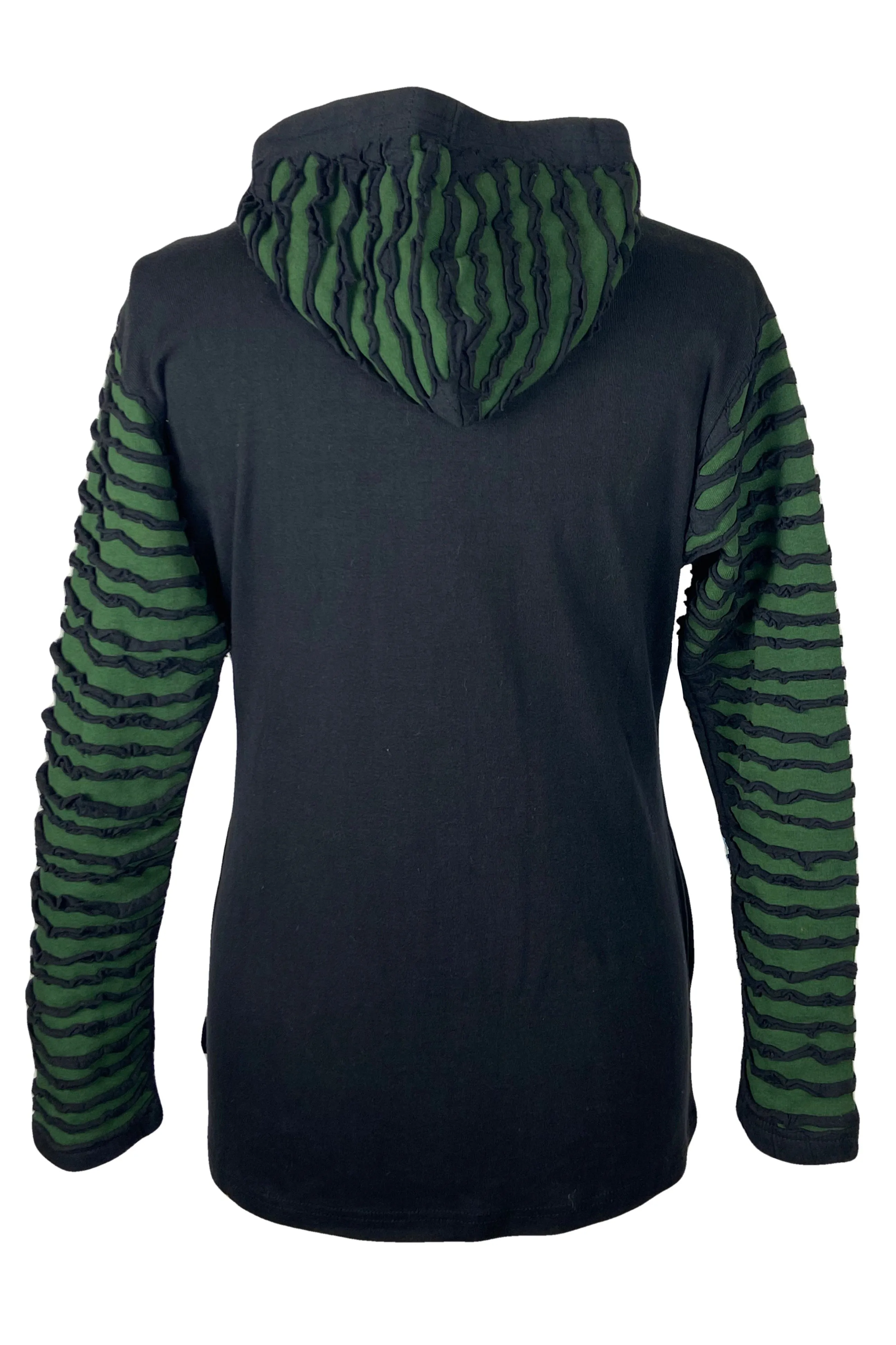 336 RJ Bohemian Knit Cotton Razor Cut Flower Patched Hoodie Rib Jacket