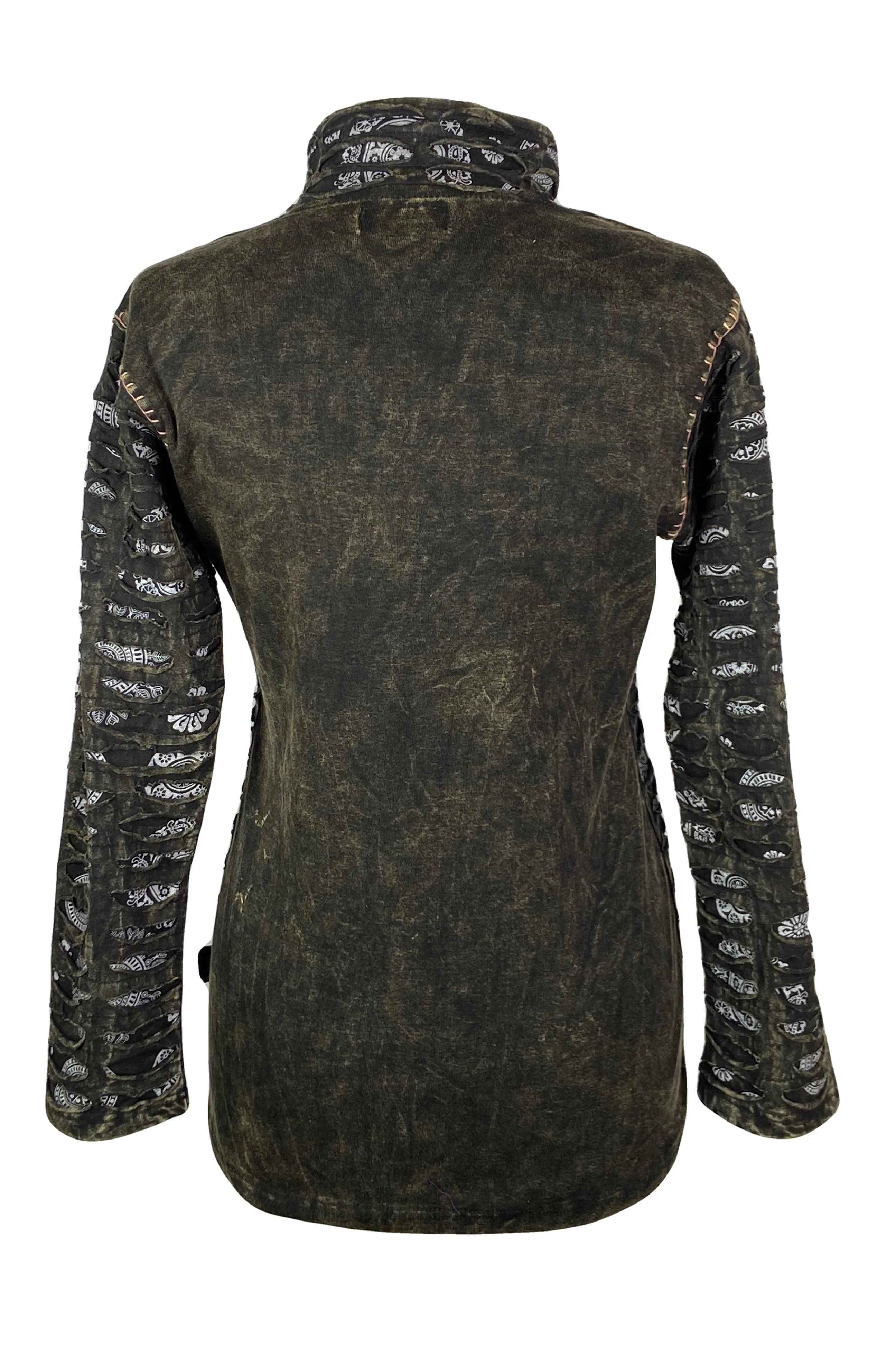 337 RJ Bohemian Knit Cotton Razor Cut Printed Sweatshirt Jacket