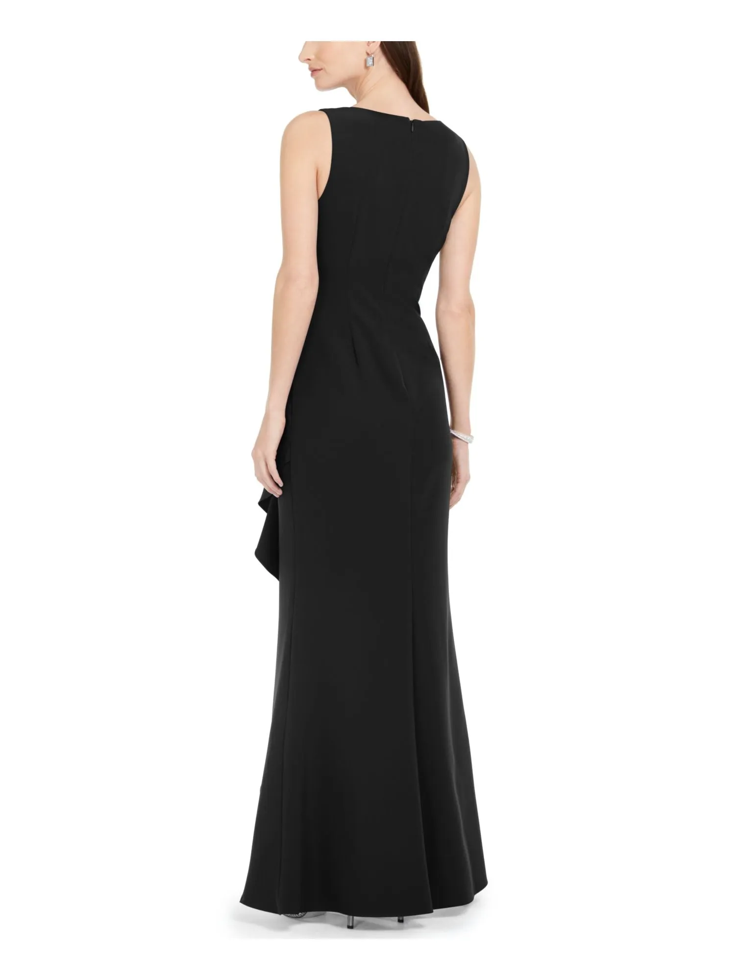 ADRIANNA PAPELL Womens Slitted Sleeveless V Neck Full-Length Formal Sheath Dress