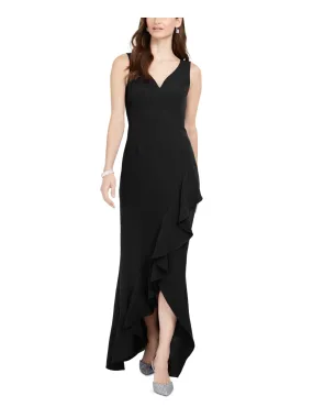 ADRIANNA PAPELL Womens Slitted Sleeveless V Neck Full-Length Formal Sheath Dress