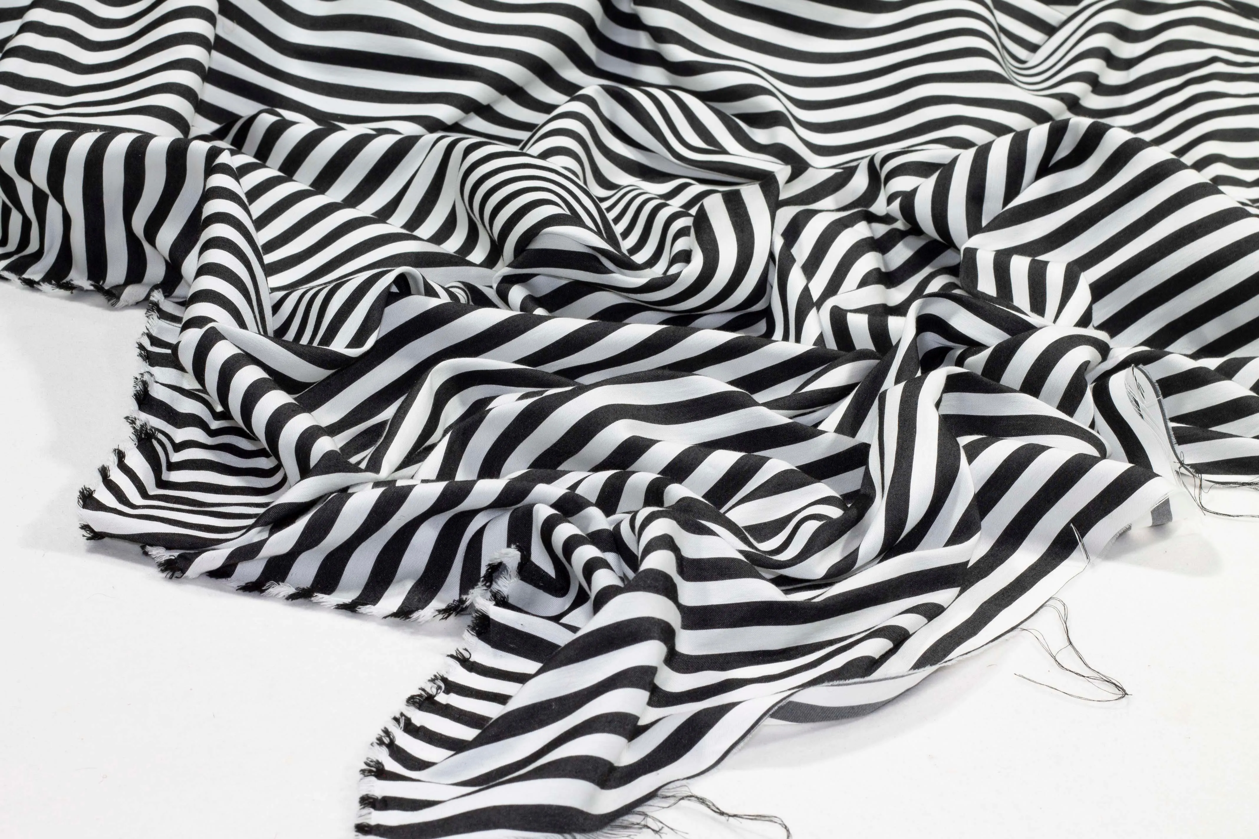 Black and White Striped Viscose