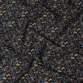 Black Floral Cotton Lawn Digital Print Fabric - 110 cm Width-D21217