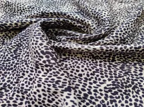 Black Off White Animal Printed Poly Crepe Fabric