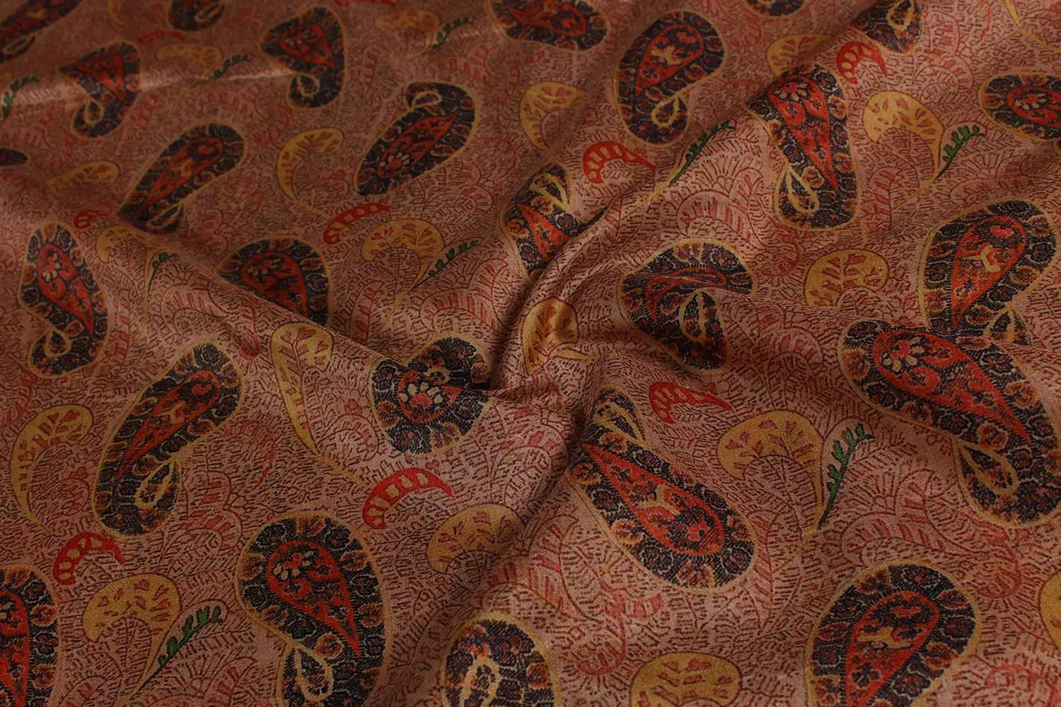 Brown Tussar Impression Fabric