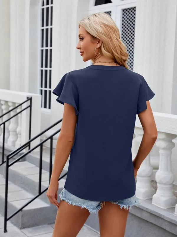 Chic Relaxed Sleeve Chiffon Blouse for Effortless Elegance