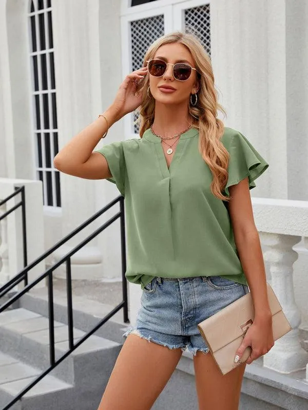 Chic Relaxed Sleeve Chiffon Blouse for Effortless Elegance