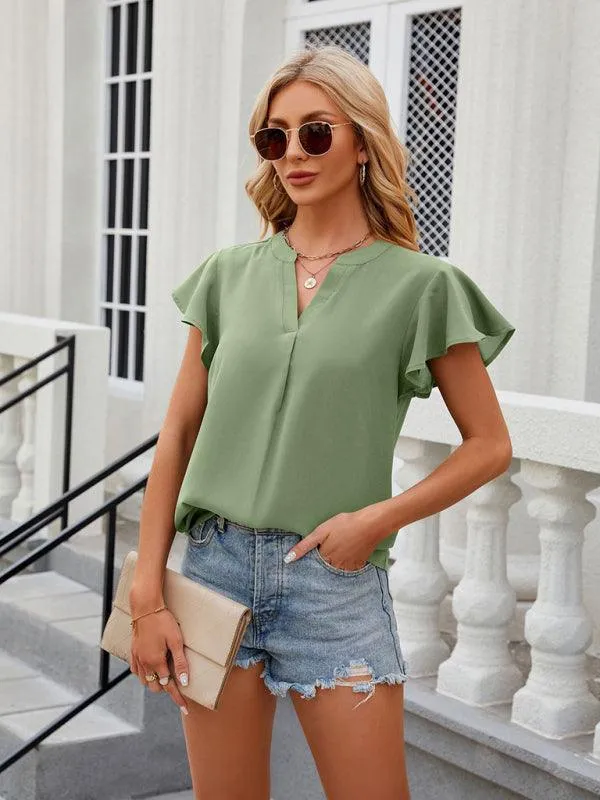 Chic Relaxed Sleeve Chiffon Blouse for Effortless Elegance
