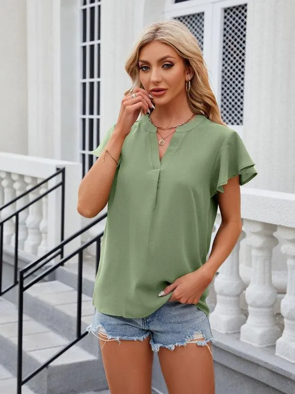 Chic Relaxed Sleeve Chiffon Blouse for Effortless Elegance