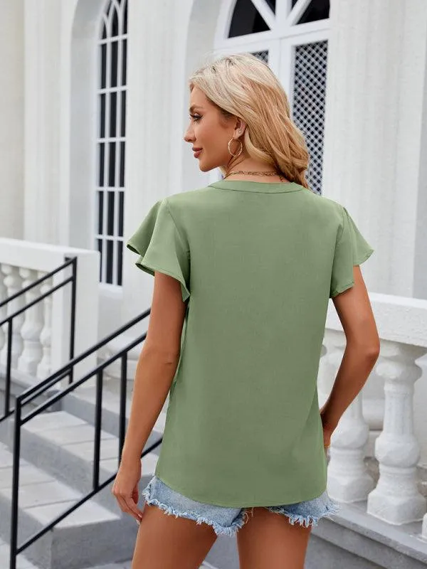 Chic Relaxed Sleeve Chiffon Blouse for Effortless Elegance