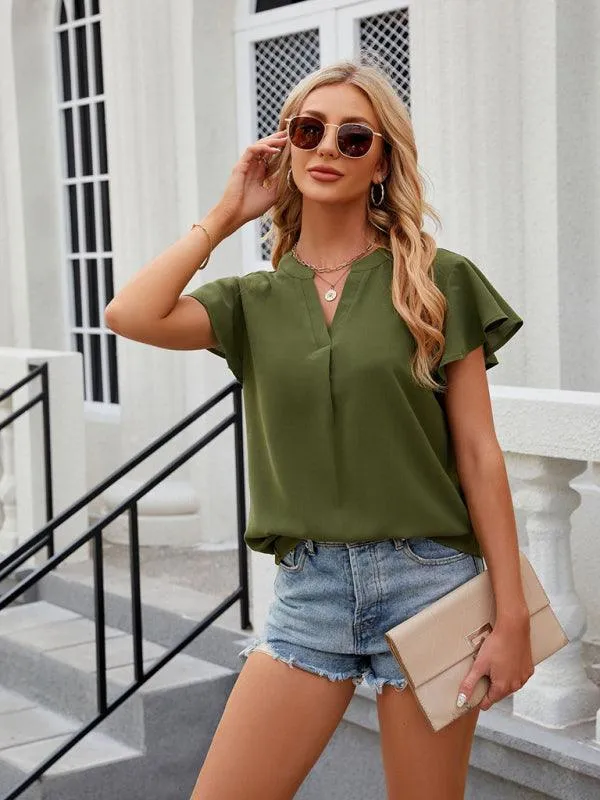 Chic Relaxed Sleeve Chiffon Blouse for Effortless Elegance