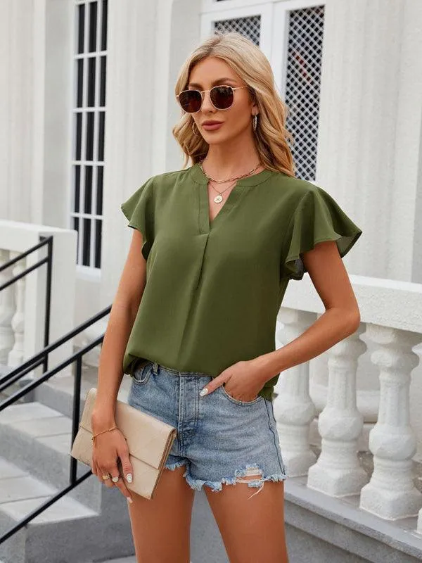 Chic Relaxed Sleeve Chiffon Blouse for Effortless Elegance