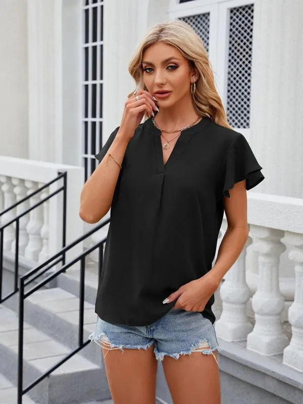 Chic Relaxed Sleeve Chiffon Blouse for Effortless Elegance