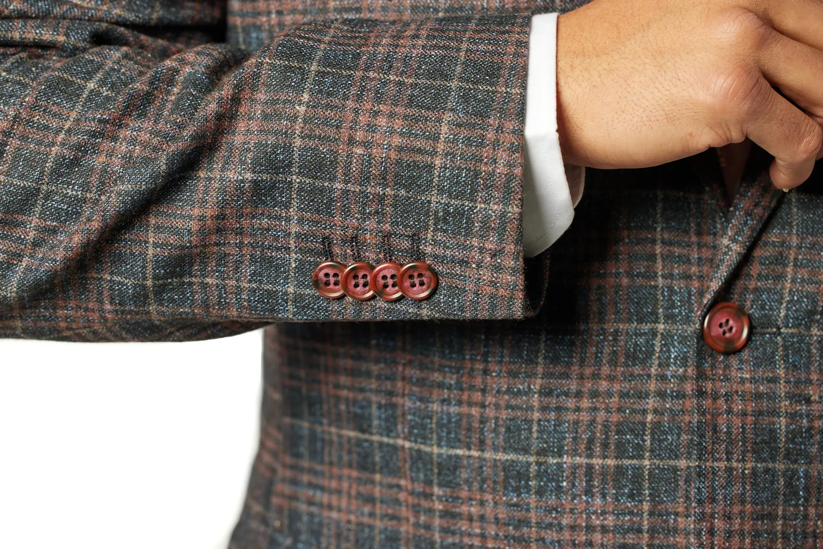 Classic Fit Black and Blush Sharkskin Check Sport Jacket ST-SJ-411