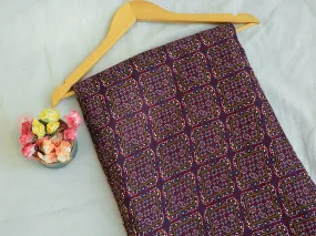 Dark Purple Traditional Digital Printed Premium Crepe Fabric