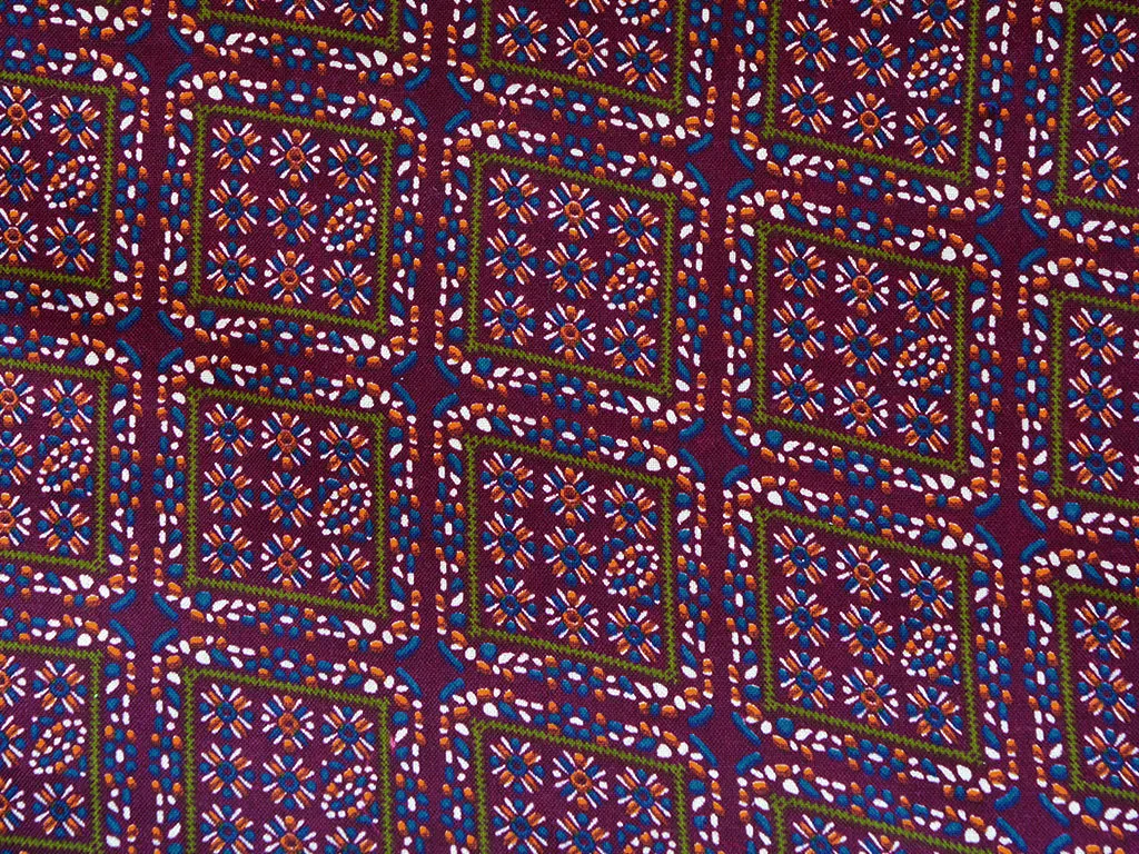 Dark Purple Traditional Digital Printed Premium Crepe Fabric