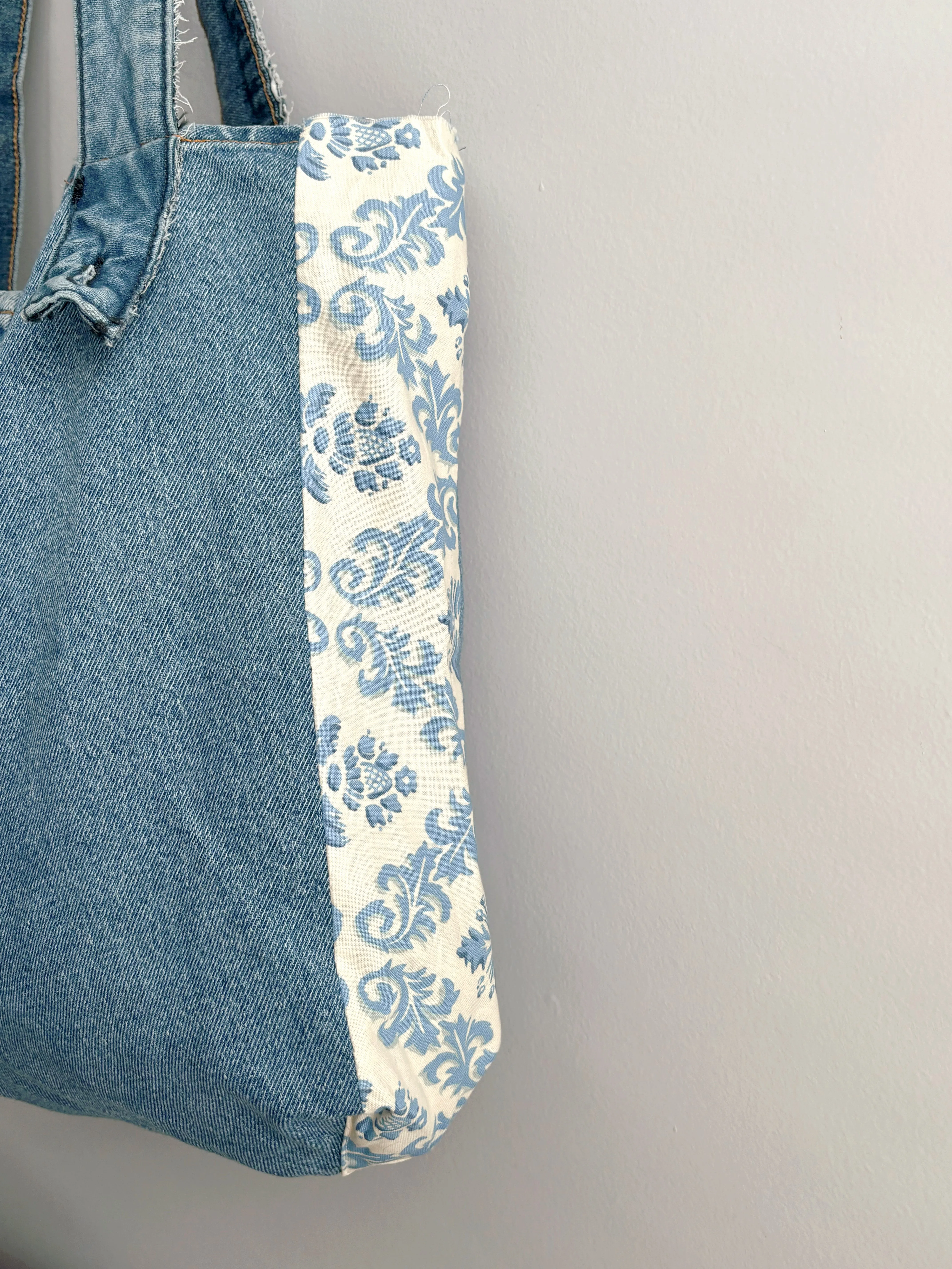 Denim Blue Toile Patchwork Tote