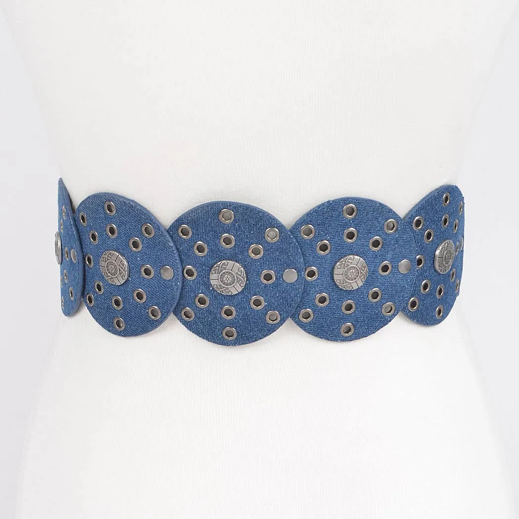 Denim Eyelet Western Belt
