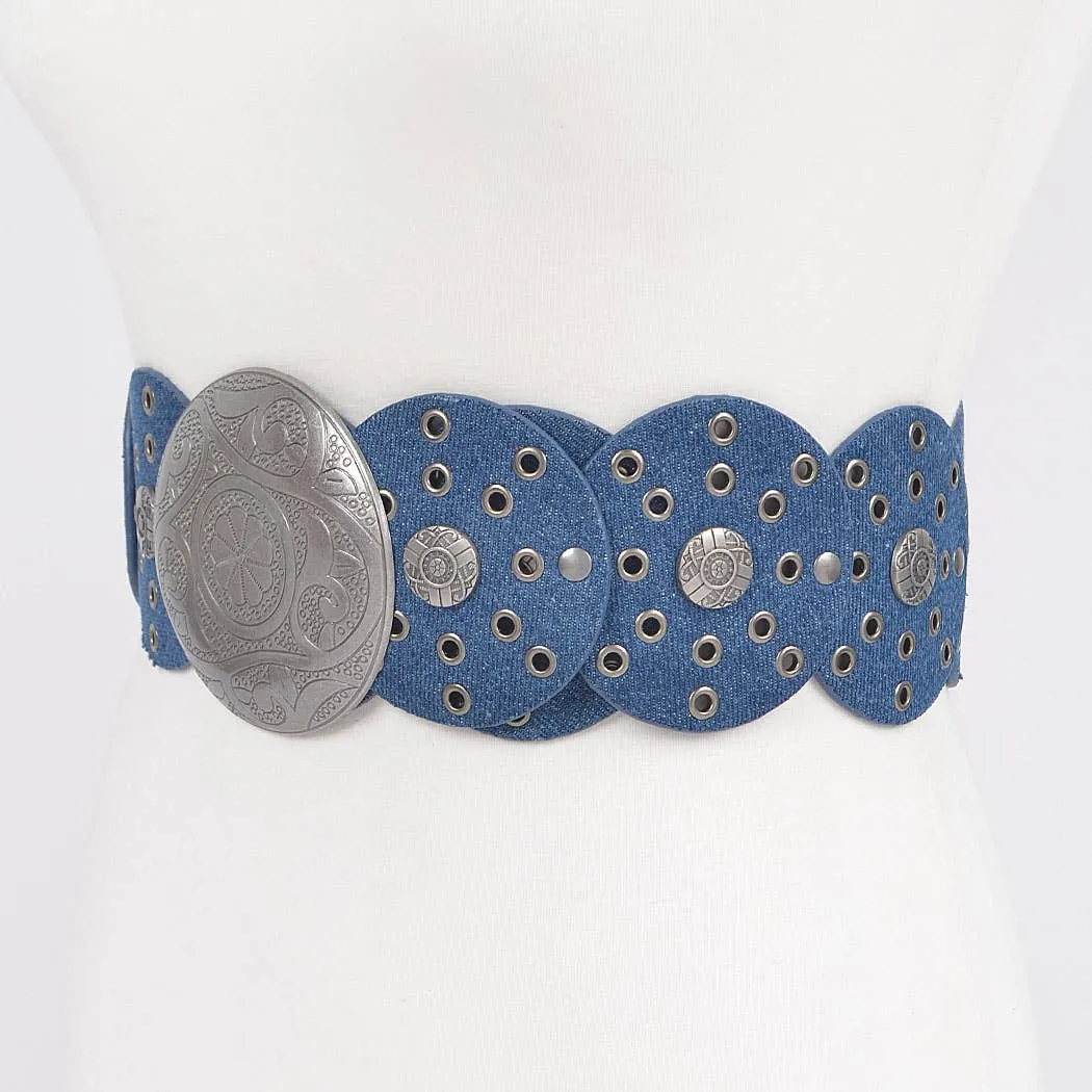 Denim Eyelet Western Belt