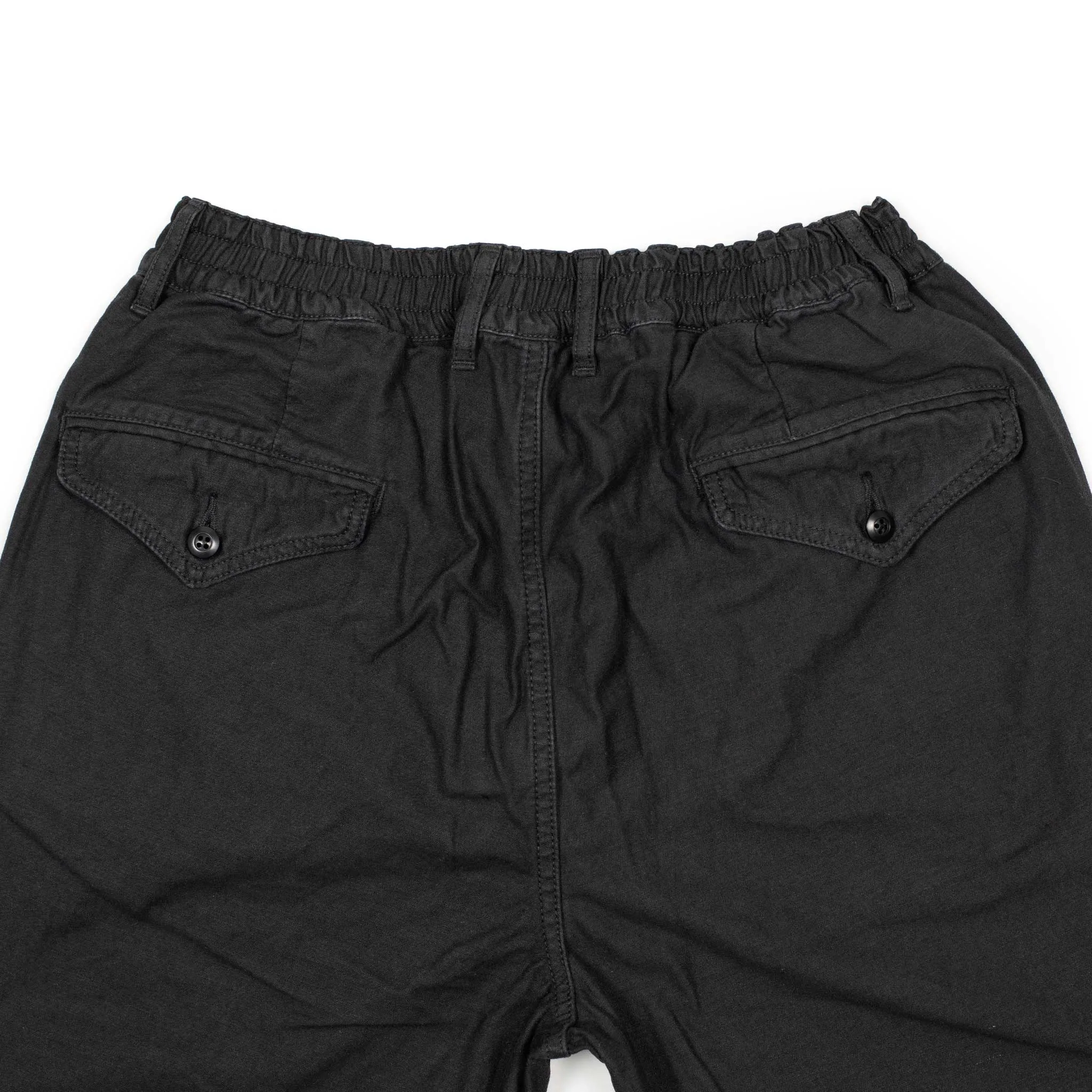 Easy chinos in black cotton and linen reverse sateen