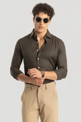 Easy Iron Brown Slim Fit Shirt