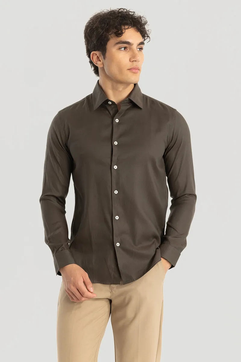 Easy Iron Brown Slim Fit Shirt