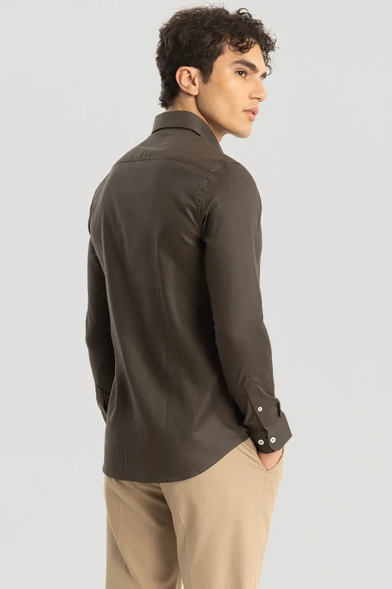 Easy Iron Brown Slim Fit Shirt