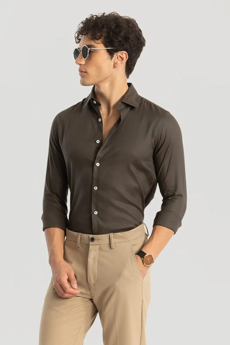 Easy Iron Brown Slim Fit Shirt