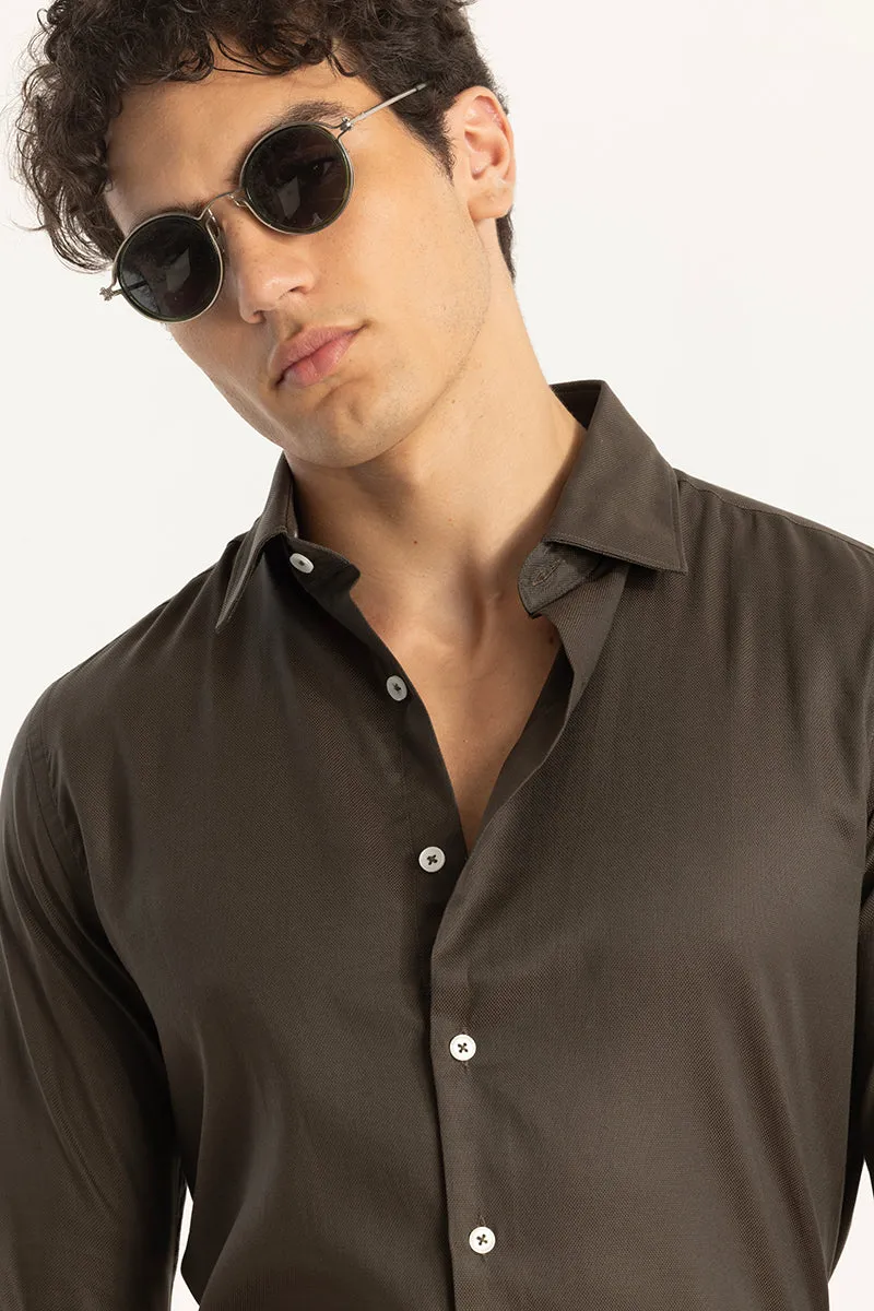 Easy Iron Brown Slim Fit Shirt