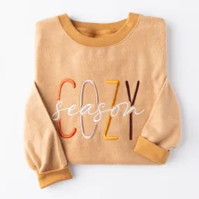 Embroidered Cozy Season Fuzzy Sweatshirt