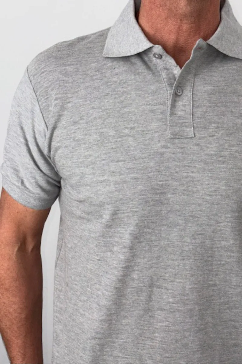 Enfari Marl Grey Men's Polo Tops 100% Cotton
