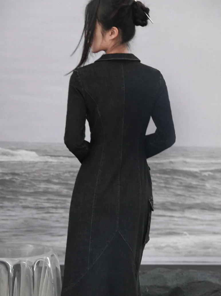 Fishtail Splicing Dress Denim Niche Design