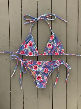 Flower Print Spaghetti Bikini Bottom