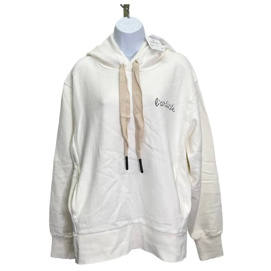 Free People x Sandrine Rose Embroidered L Artiste Hoodie College Cotton Size S New