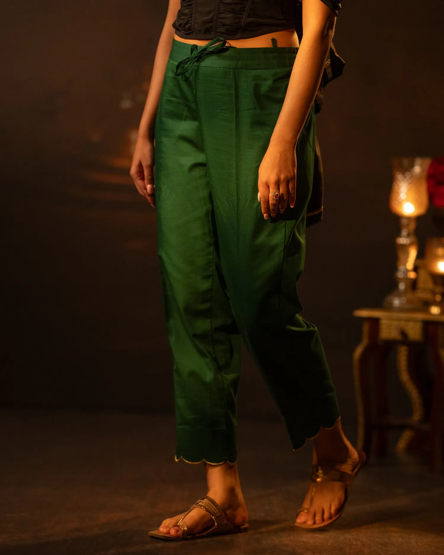 Green Cotton Satin Bottom