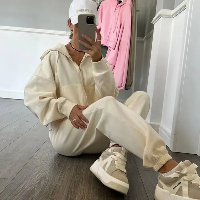 Hooded Top & Drawstring Pants 2-Piece Set