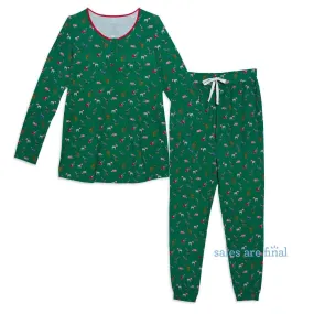 jungle bells modal magnetic nursing pj with jogger - women