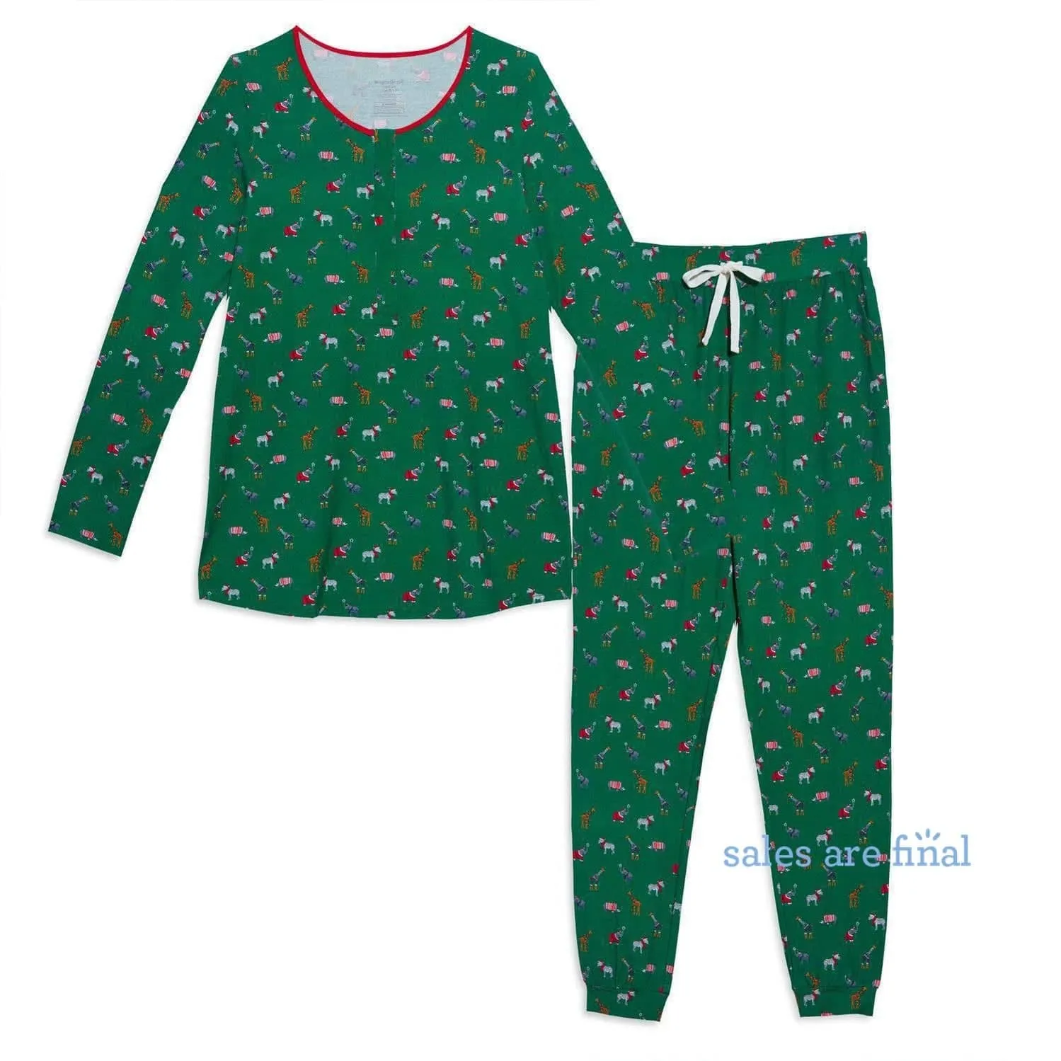 jungle bells modal magnetic nursing pj with jogger - women