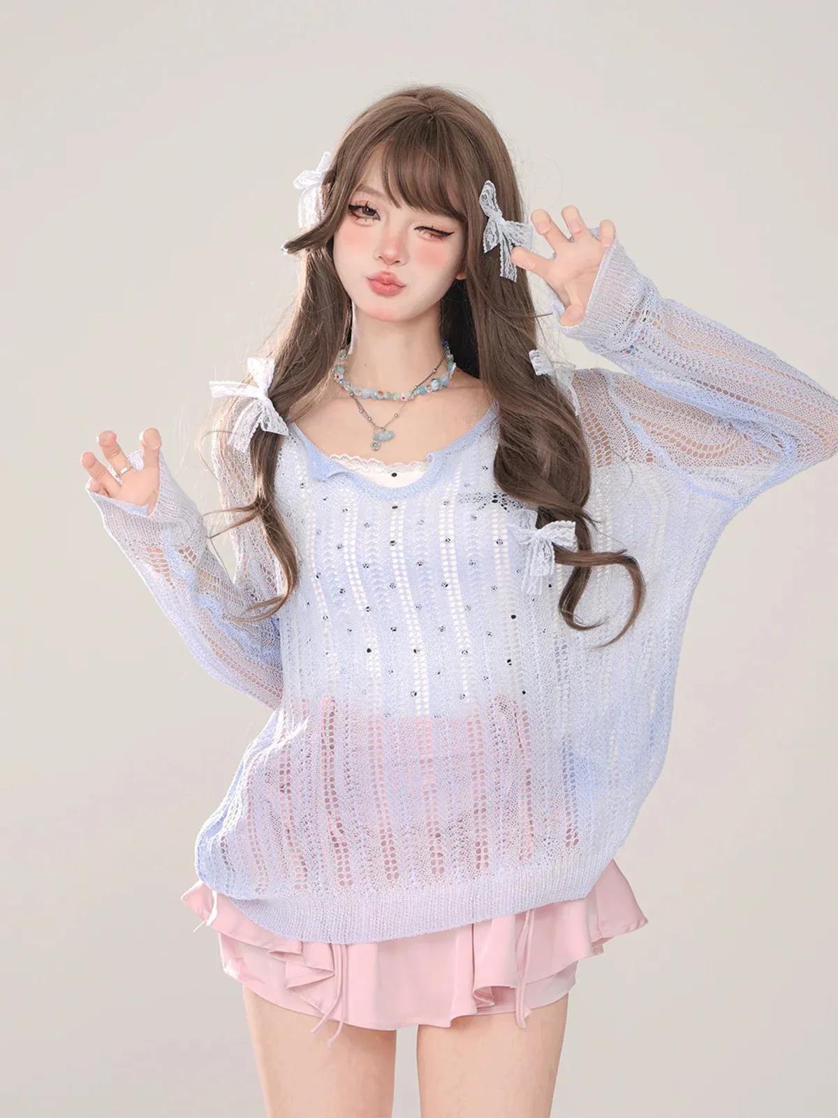 Loose Knit Openwork Sunscreen Summer Sheer