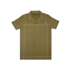 Mens Front Open Cuban Collar Casual Shirt (A-3404)