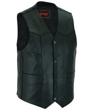 Men's Traditional Leather Motorcycle Vest - Black