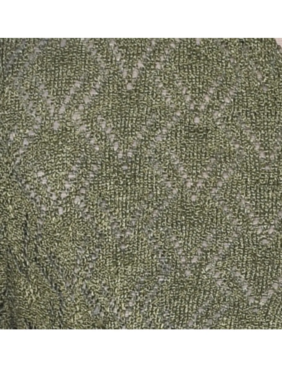 Olive Green Knit Short-Sleeve Top - S
