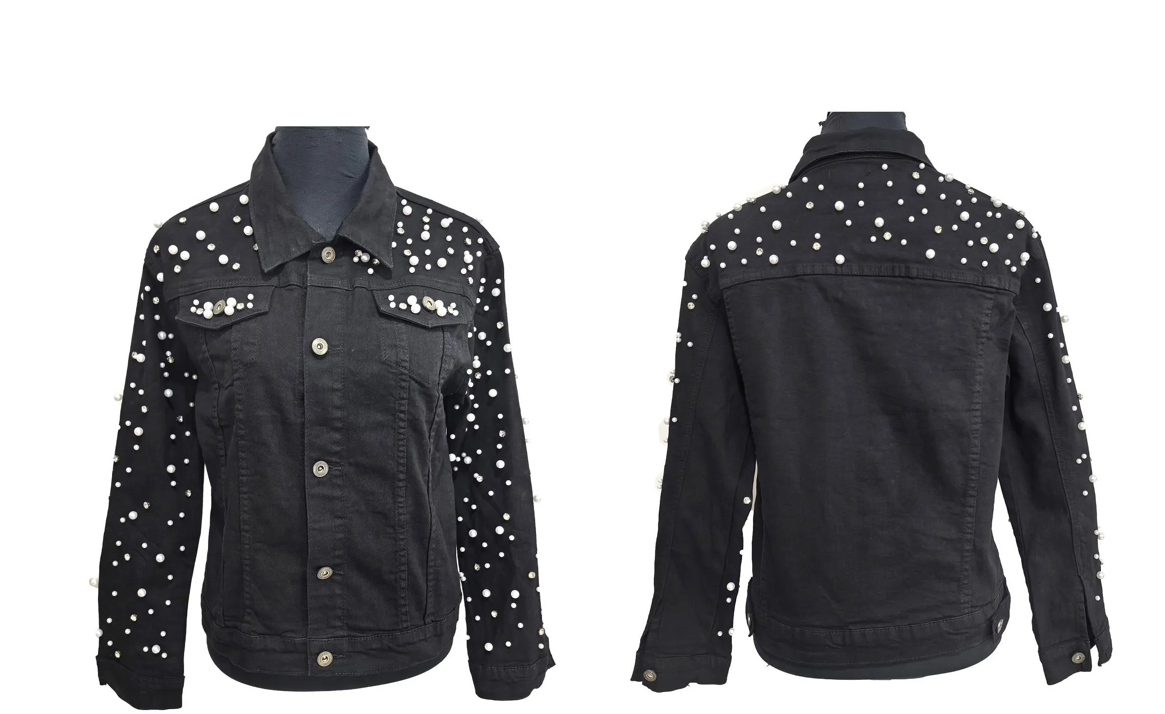 Pearl Me Please- Denim Jacket with Pearl Accents