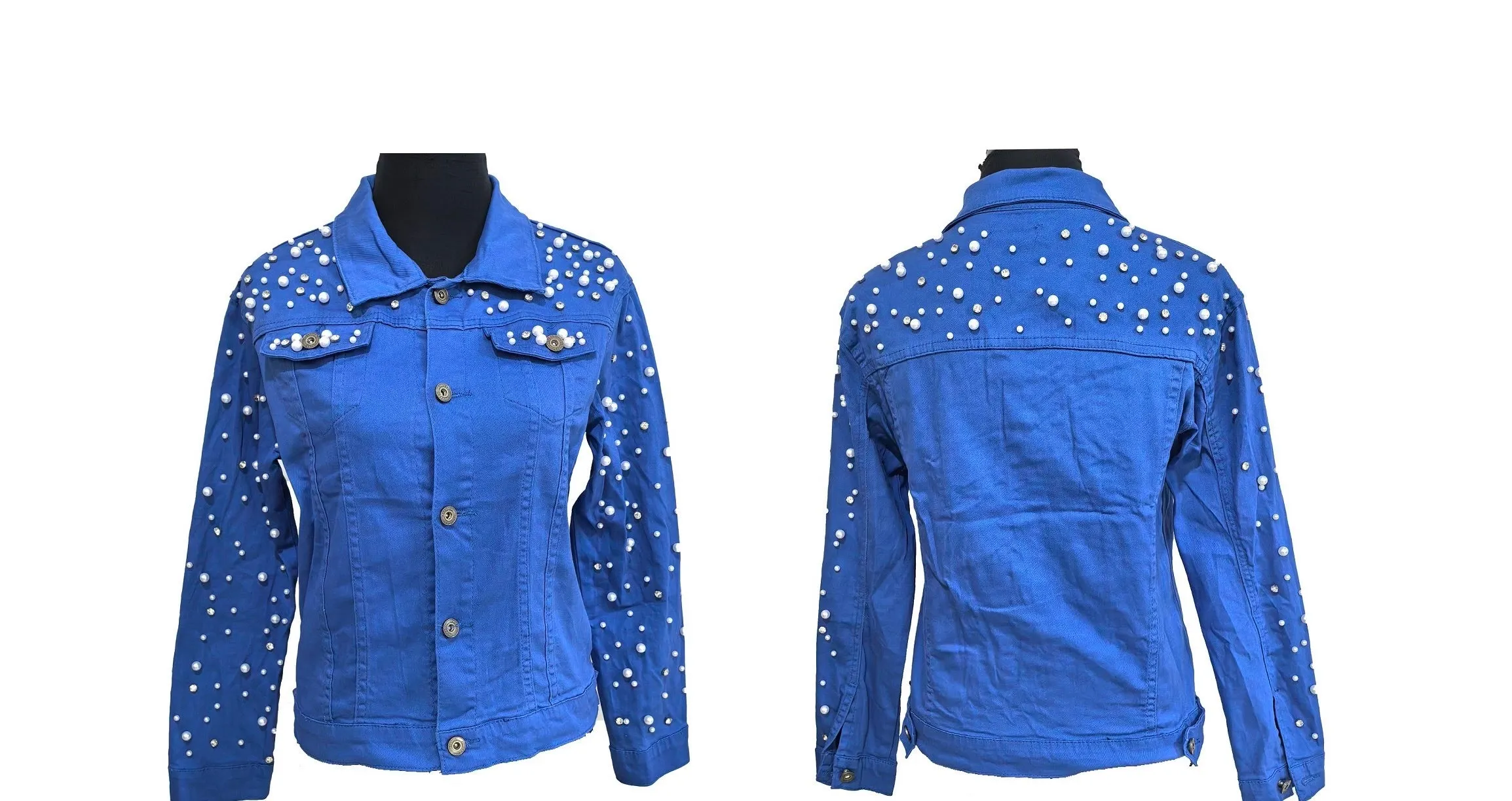 Pearl Me Please- Denim Jacket with Pearl Accents