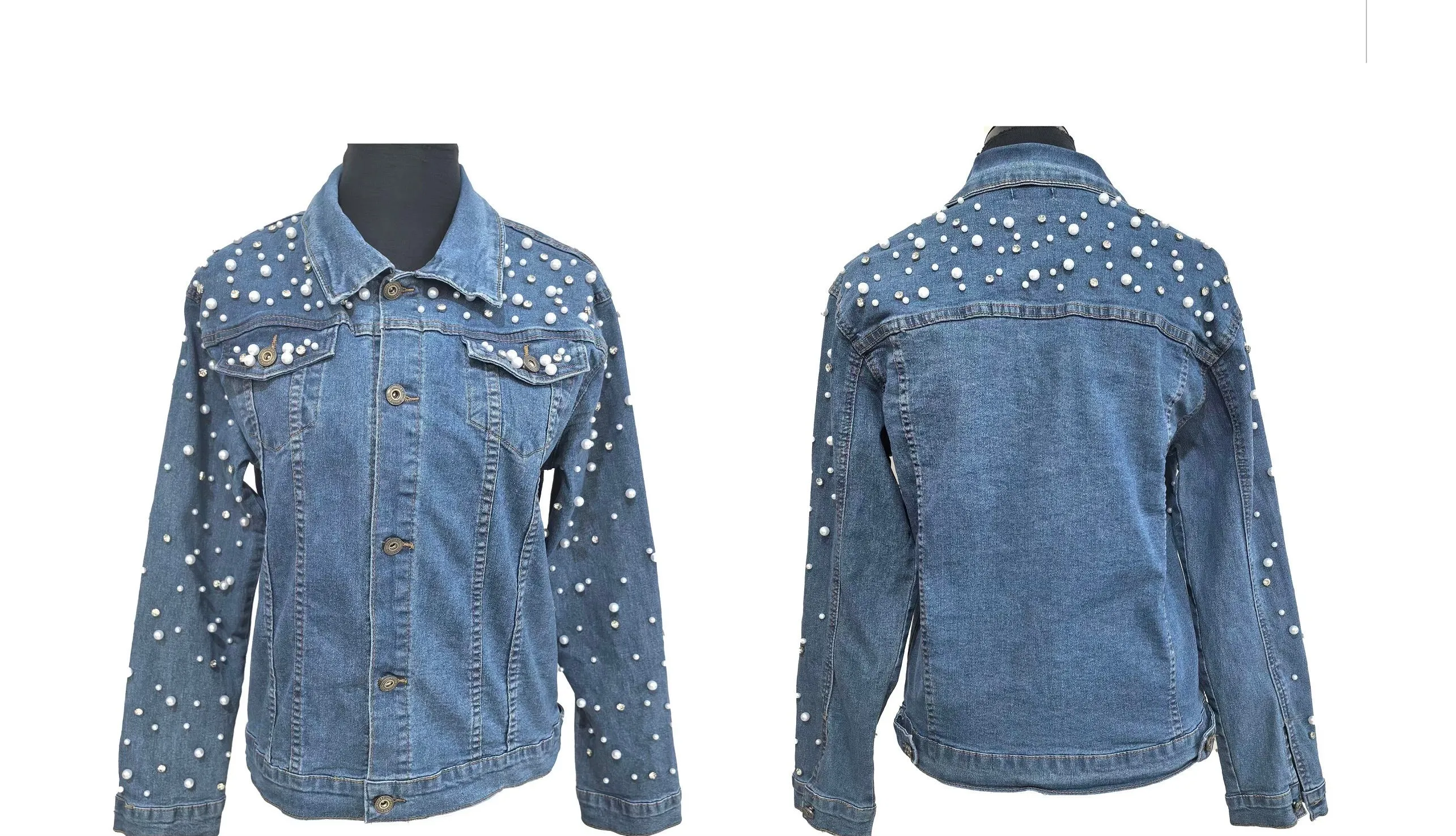 Pearl Me Please- Denim Jacket with Pearl Accents