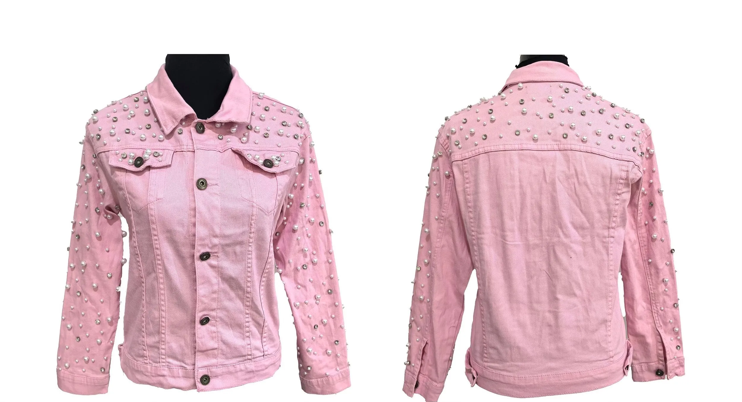 Pearl Me Please- Denim Jacket with Pearl Accents