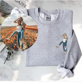 Personalized Line Art Photo Sweatshirt and Custom Hoodie - Perfect Couple's Gifts