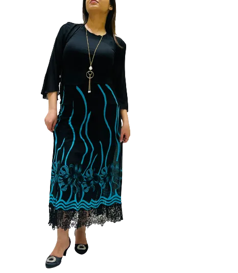 PRINTED SKIRT WITH LACY  TRIM  BOTTOM (PRINT201