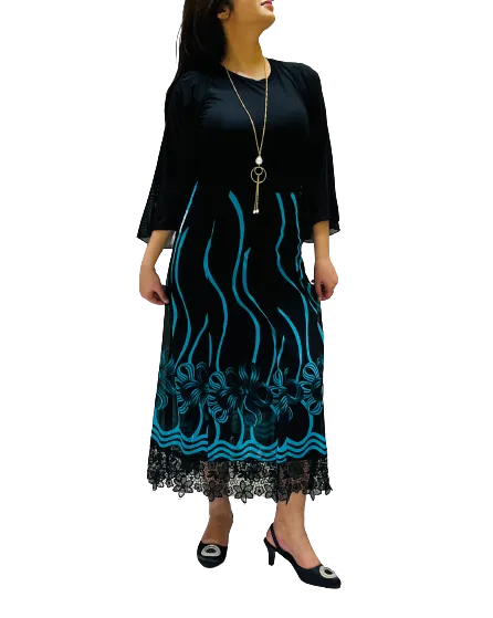 PRINTED SKIRT WITH LACY  TRIM  BOTTOM (PRINT201