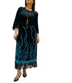 PRINTED SKIRT WITH LACY  TRIM  BOTTOM (PRINT201