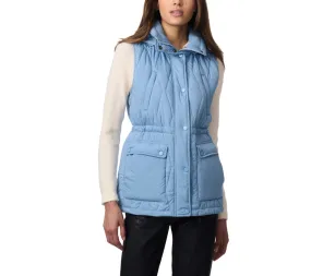 Quilted Puffer Vest with Patch Pockets Aqua Blue